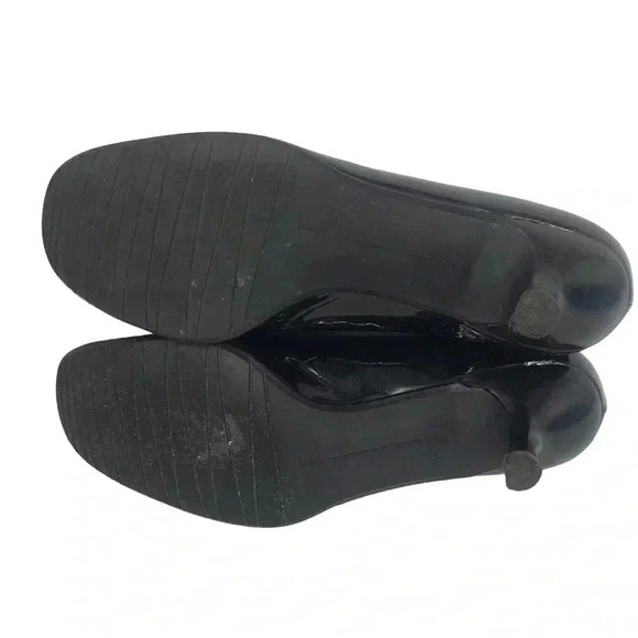 STUART WEITZMAN HEELS WOMENS 7.5 BLACK PATENT LEATHER TASSEL KITTEN - Picture 14 of 14